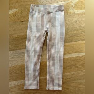 Janie and Jack Plaid Leggings in Cream and Tan